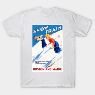 Vintage Travel Poster USA Snow Train T-Shirt